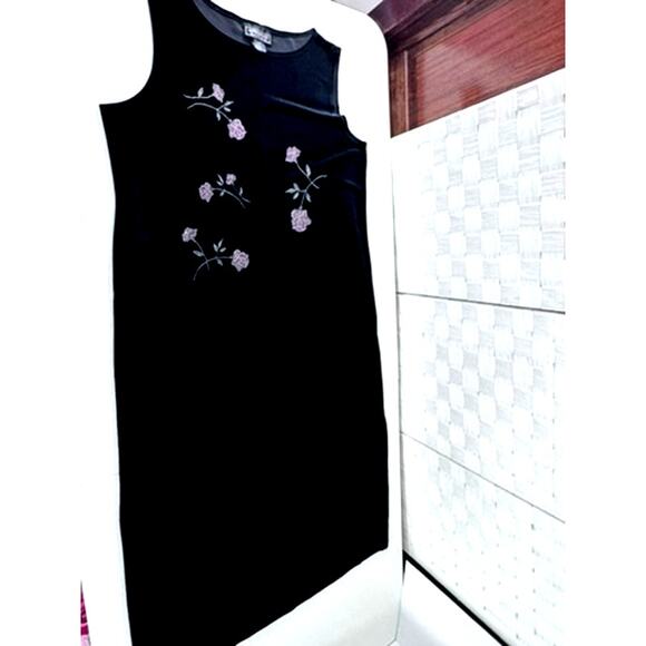 Y2K Black Velvet Dress Sparkly Roses Dark Romance Vampire Goth‎ Dark Fairy SZ XL - Picture 4 of 9